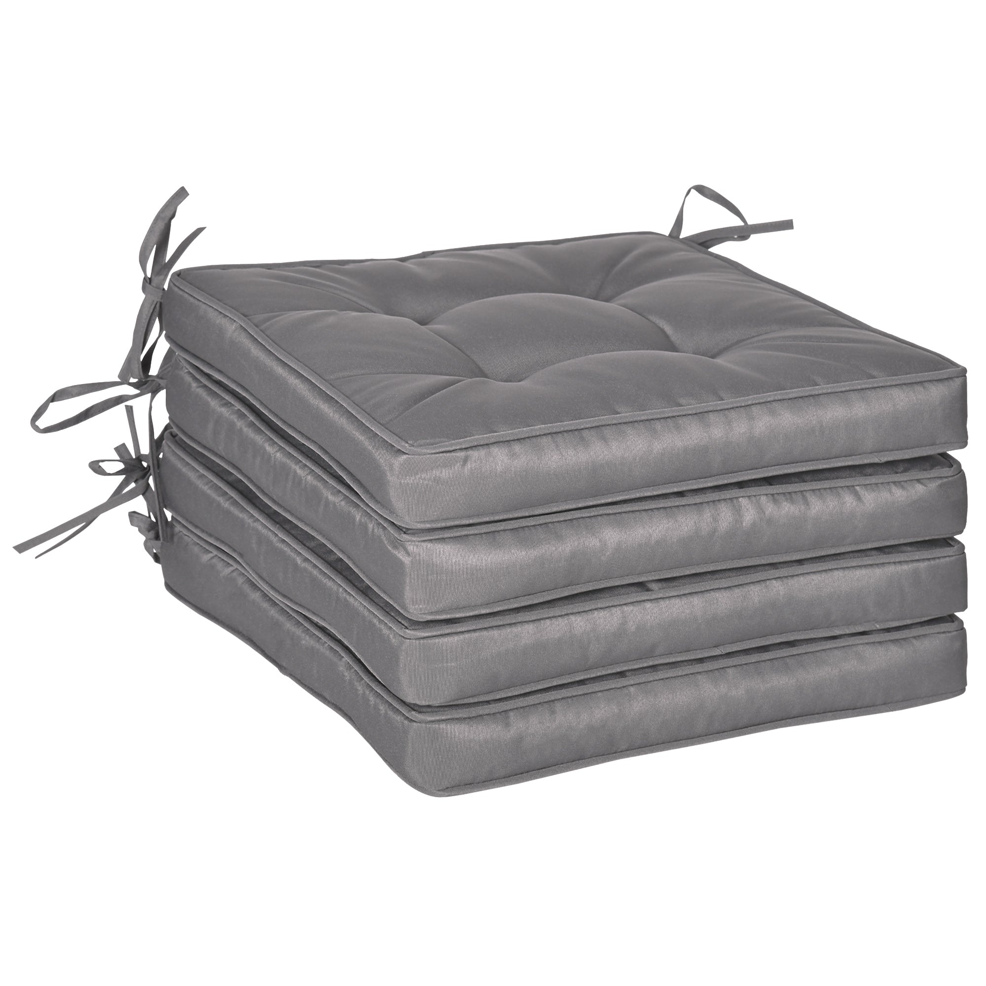 Outsunny 4 Piece Outdoor Chair Cushions, 16.5" x 16.5" Patio Furniture Cushions Seat Pad for Garden Conversation Set, Dark Grey