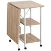 HOMCOM Folding Computer Desk with Storage Shelves, 42" Study Writing Table Laptop Desk with 6 Wheels for Bedroom Home Office Workstation, Natural