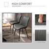 HOMCOM Dining Chairs Set of 2, PU Upholstered Kitchen Chairs with Metal Legs for Dining Room, Living Room, Bedroom, Grey