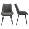 HOMCOM Dining Chairs Set of 2, PU Upholstered Kitchen Chairs with Metal Legs for Dining Room, Living Room, Bedroom, Grey