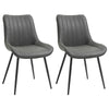 HOMCOM Dining Chairs Set of 2, PU Upholstered Kitchen Chairs with Metal Legs for Dining Room, Living Room, Bedroom, Grey