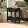 HOMCOM End Table with Charging Station and USB Ports, Modern Narrow Side Table with Storage Shelf, 2 Drawers for Living Room, Black