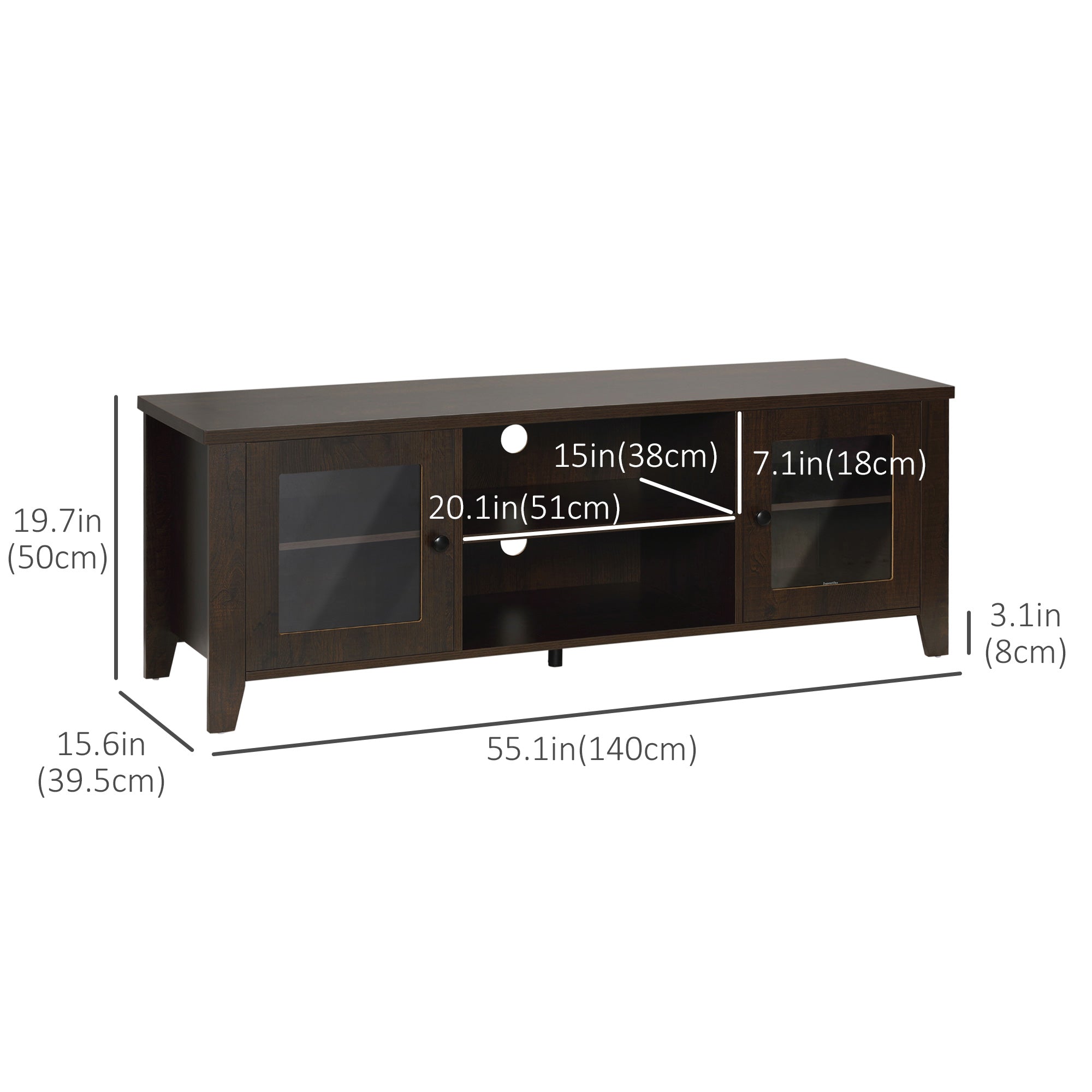 HOMCOM Modern TV Stand for TVs up to 60 inches, Wood TV Console Table with Storage Doors, Entertainment Center for Living Room, Bedroom, Office, Coffee