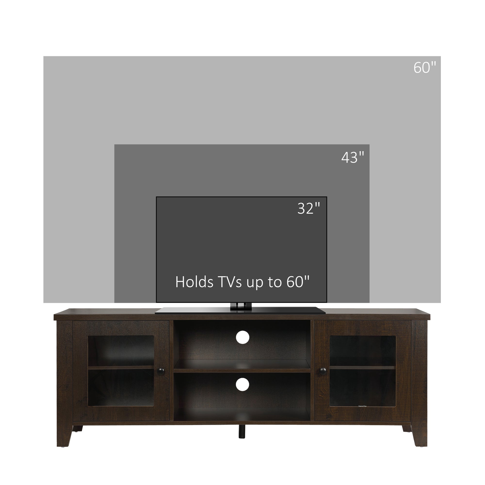 HOMCOM Modern TV Stand for TVs up to 60 inches, Wood TV Console Table with Storage Doors, Entertainment Center for Living Room, Bedroom, Office, Coffee