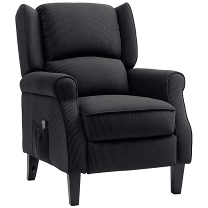 HOMCOM Massage Recliner Chair for Living Room, Push Back Recliner Sofa, Wingback Reclining Chair with Extendable Footrest, Remote Control, Side Pockets, Black