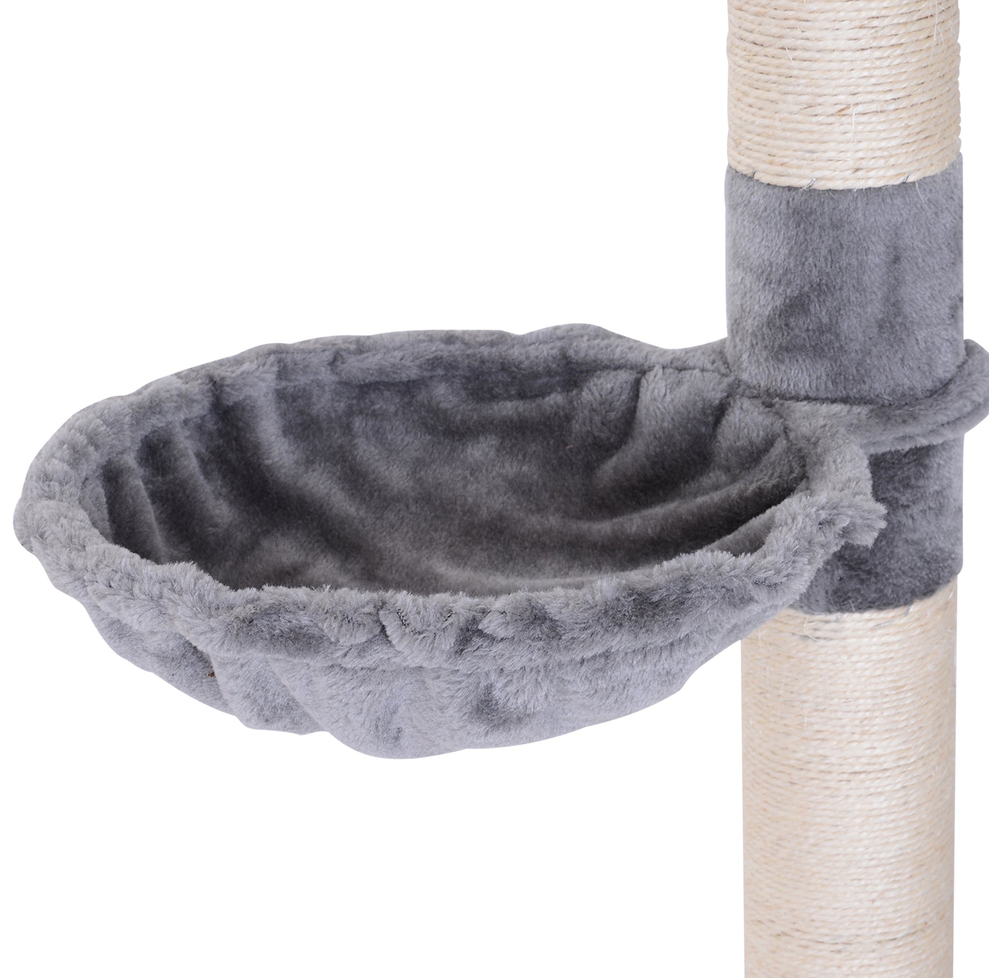 PawHut 8.5ft Cat Climbing Tree 5-Tier Kitty Activity Center Floor-to-Ceiling Cat Climber Toy with Scratching Post Play Rest Post Pet Furniture Grey