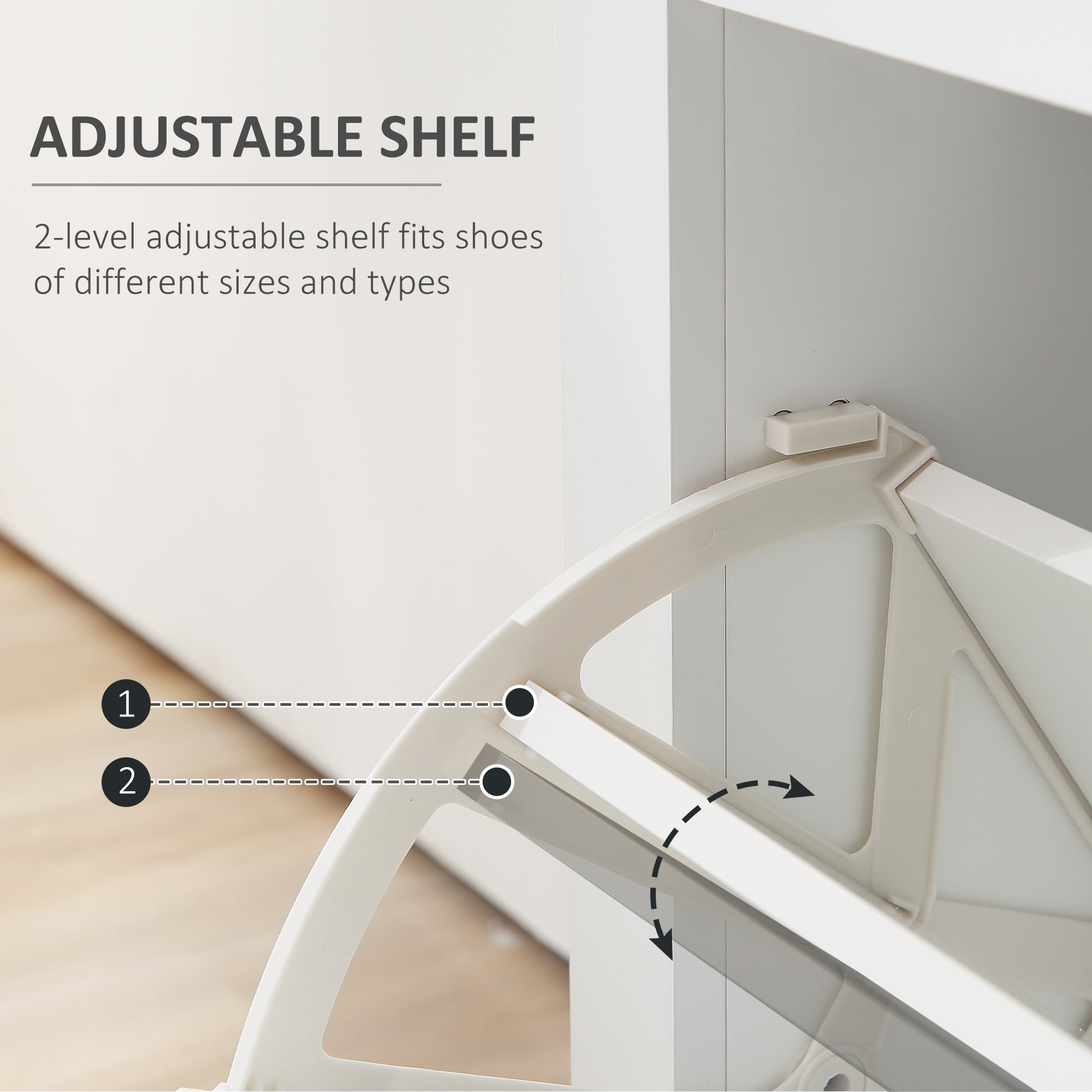 HOMCOM Modern Shoe Cabinet, 12 Pairs Shoe Storage Cabinet with 2 Flip Drawers, Open Shelf and Compartment for Umbrella, Hallway Entryway, White