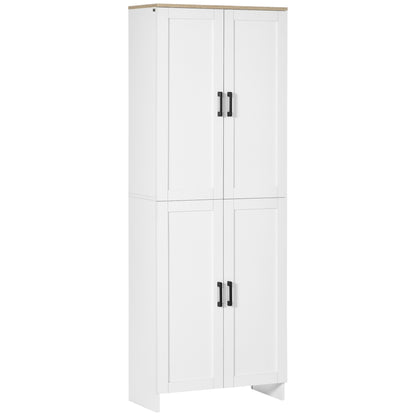 HOMCOM 67" Freestanding Kitchen Pantry, Modern Buffet Cabinet, Storage Cabinet with Adjustable Shelves, 4 Doors, White