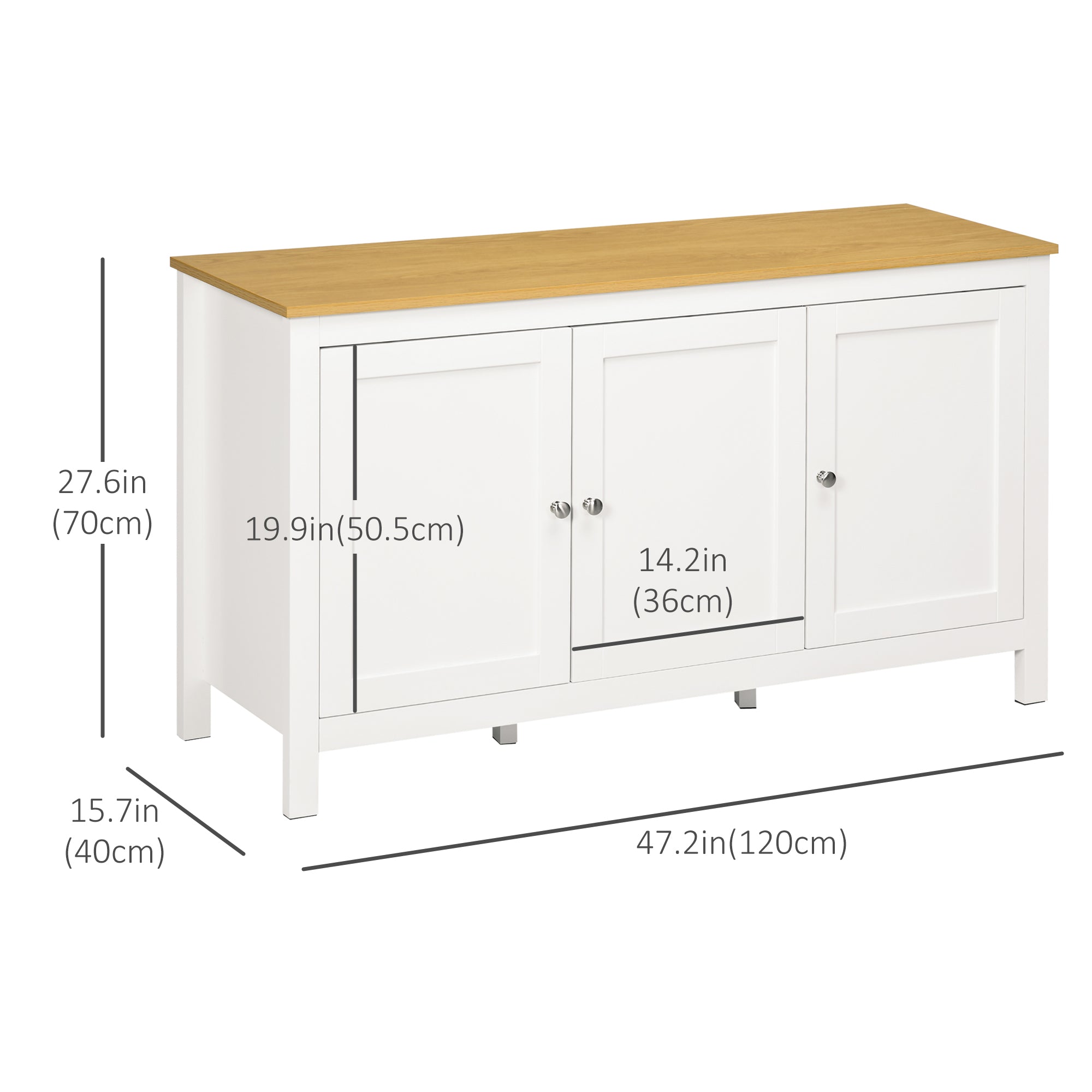 HOMCOM Buffet Cabinet, Sideboard, Storage Cabinet with Doors, 2 Adjustable Shelves, White and Natural