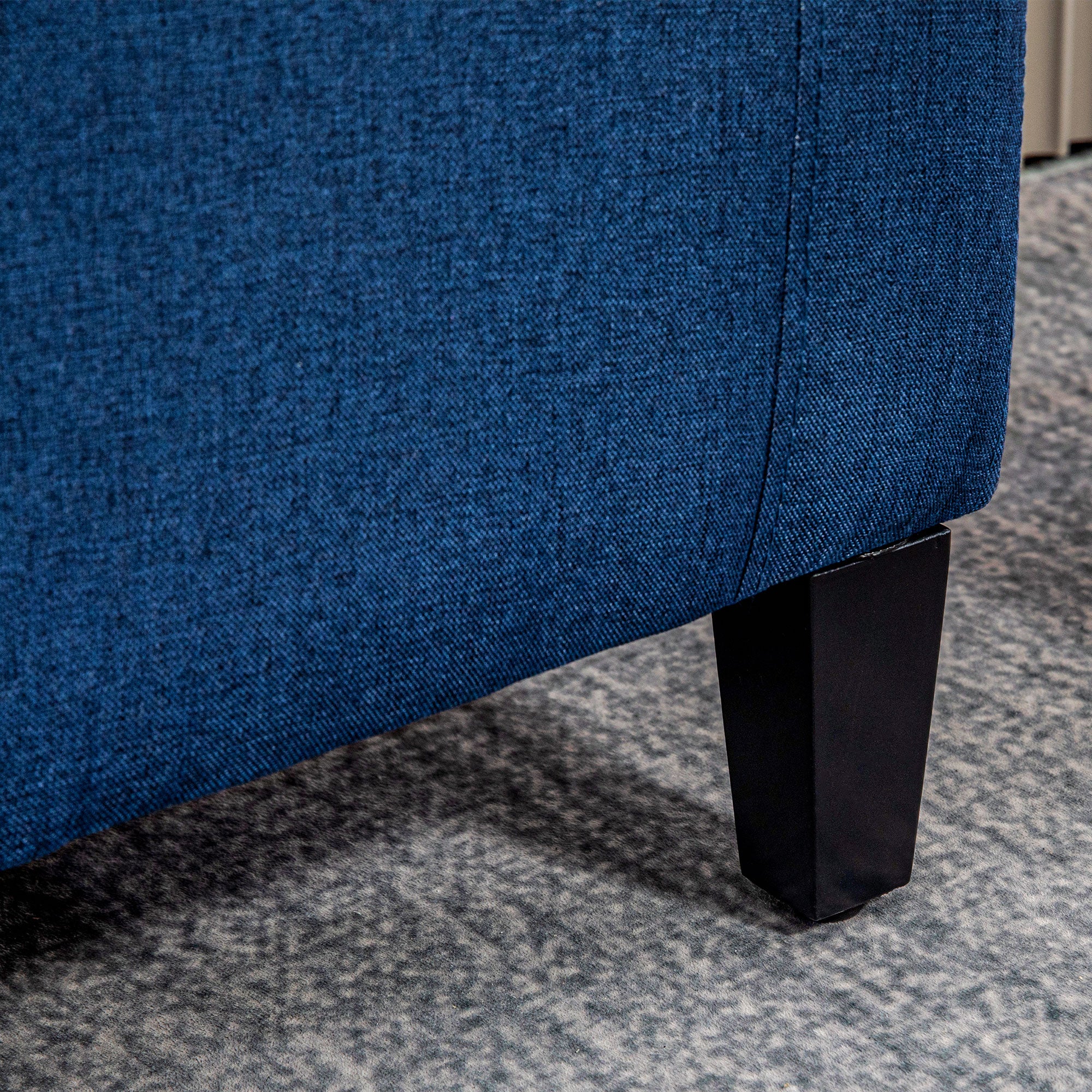 HOMCOM Storage Ottoman Bench Linen-Touch Fabric Tufted Chest Footstool with Flipping Top, Dark Blue