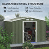 Outsunny 9' x 6' Garden Storage Shed with Foundation Kit, Metal Tool Storage House with Double Doors for Outdoor Patio Yard, Light Green