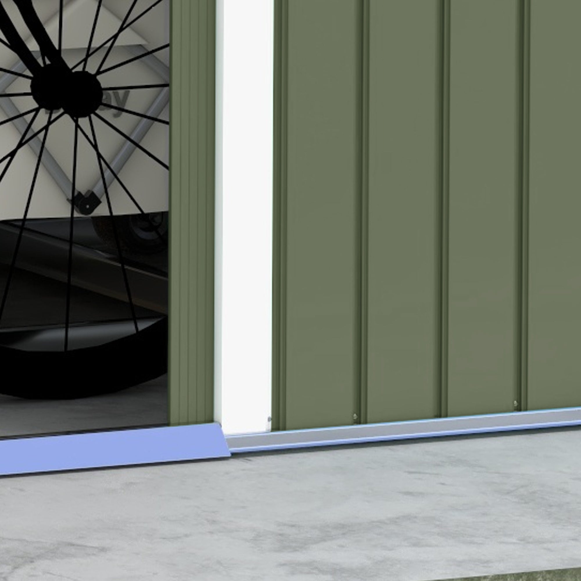 Outsunny 9' x 6' Garden Storage Shed with Foundation Kit, Metal Tool Storage House with Double Doors for Outdoor Patio Yard, Light Green