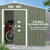 Outsunny 9' x 6' Garden Storage Shed with Foundation Kit, Metal Tool Storage House with Double Doors for Outdoor Patio Yard, Light Green