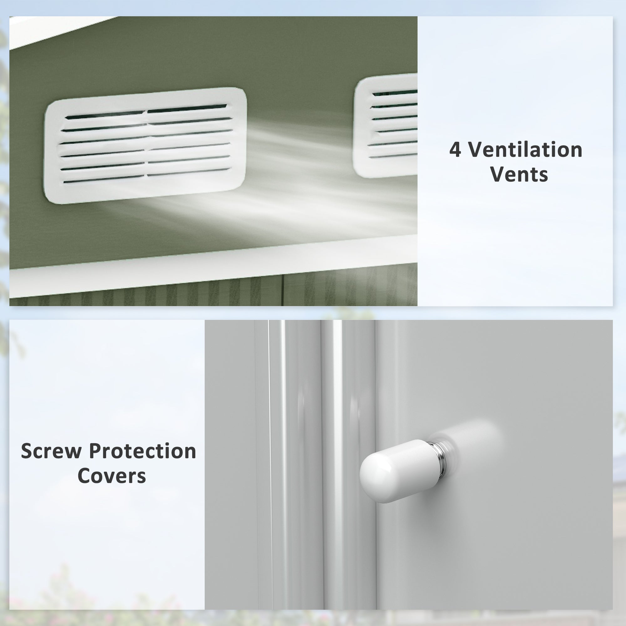 Outsunny 9' x 6' Garden Storage Shed with Foundation Kit, Metal Tool Storage House with Double Doors for Outdoor Patio Yard, Light Green