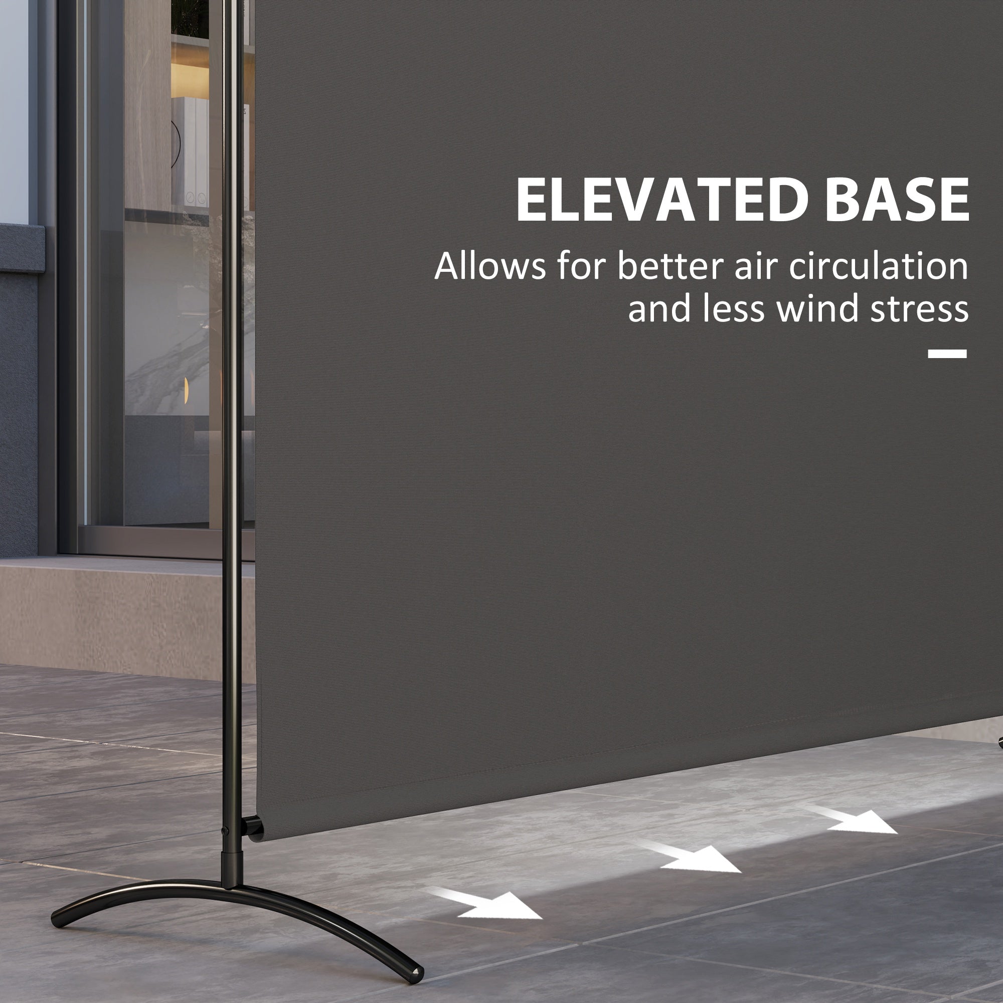 Outsunny Single Outdoor Privacy Screen, 5.9FT Tall Room Divider with UV30+ Protection, Freestanding Privacy Panel Partition with Stable Base for Indoor Outdoor Use, Dark Grey