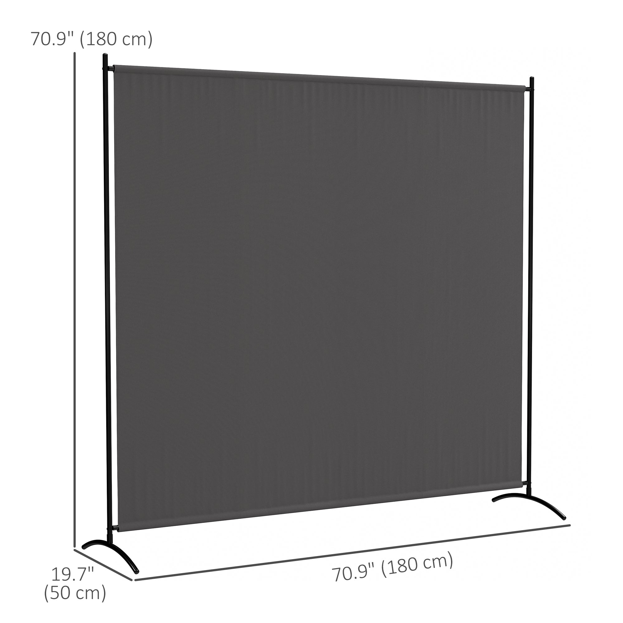 Outsunny Single Outdoor Privacy Screen, 5.9FT Tall Room Divider with UV30+ Protection, Freestanding Privacy Panel Partition with Stable Base for Indoor Outdoor Use, Dark Grey