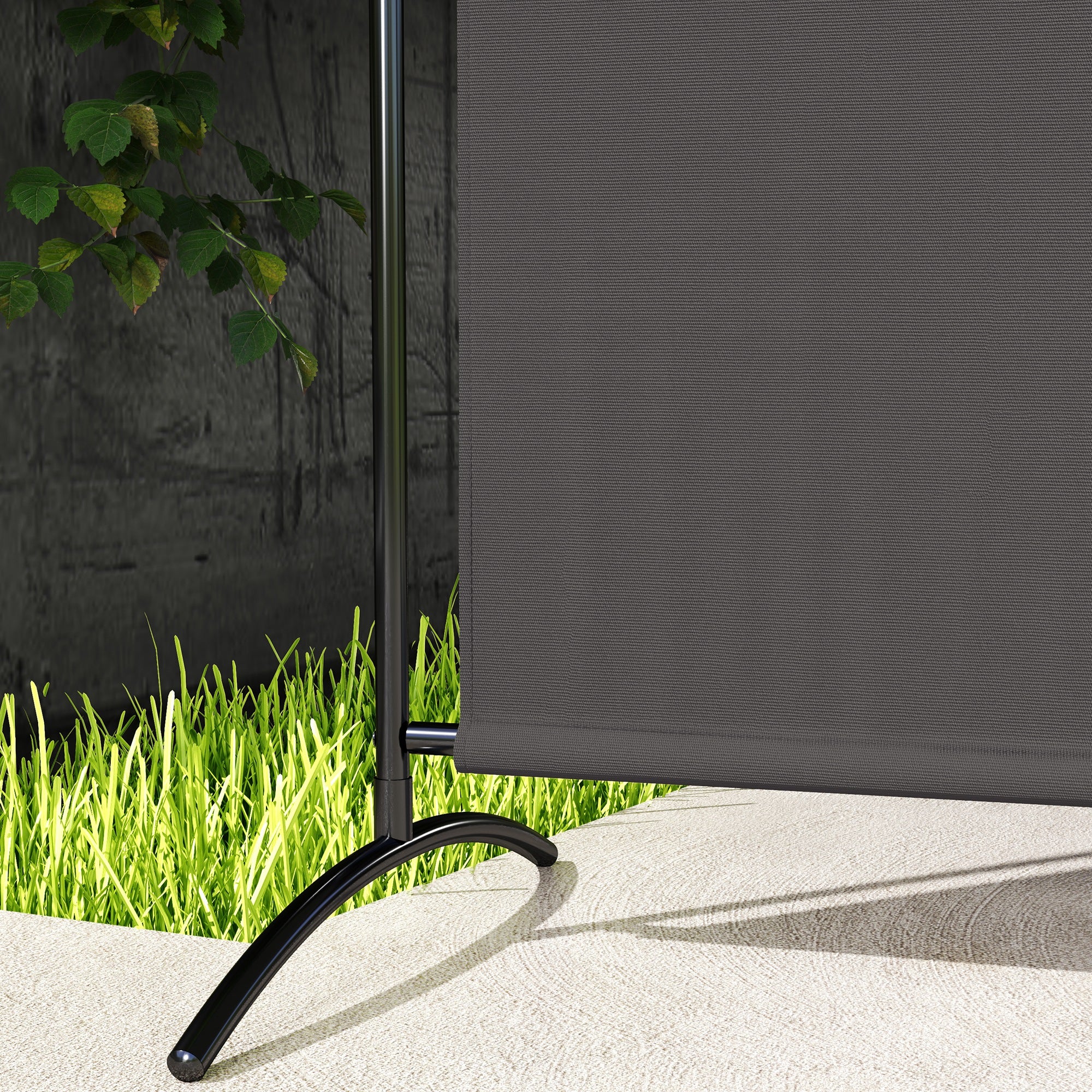 Outsunny Single Outdoor Privacy Screen, 5.9FT Tall Room Divider with UV30+ Protection, Freestanding Privacy Panel Partition with Stable Base for Indoor Outdoor Use, Dark Grey