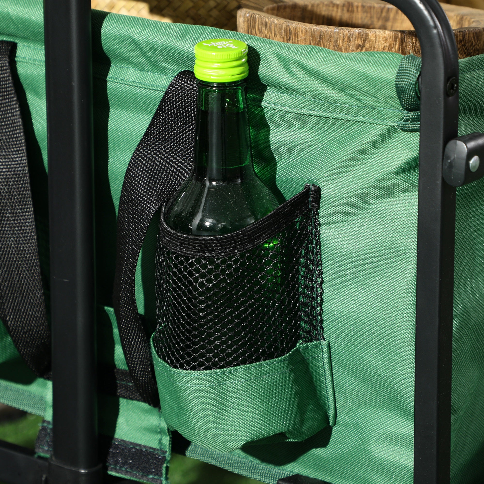 Outsunny Folding Wagon Cart, Outdoor Utility Wagon Heavy Duty Garden Shopping Cart Collapsible Camping Trolley with Steel Frame, Oxford Fabric