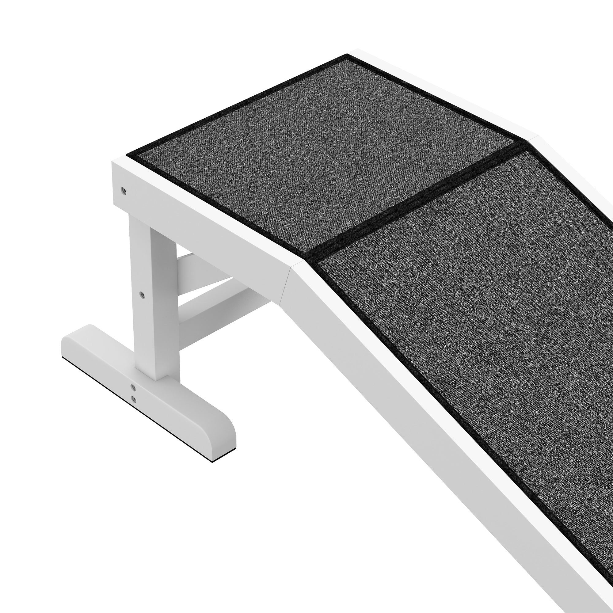 PawHut Pet Ramp Bed Steps for Dogs Cats Non-slip Carpet Top Platform Pine Wood 49"L x 16"W x 14"H White