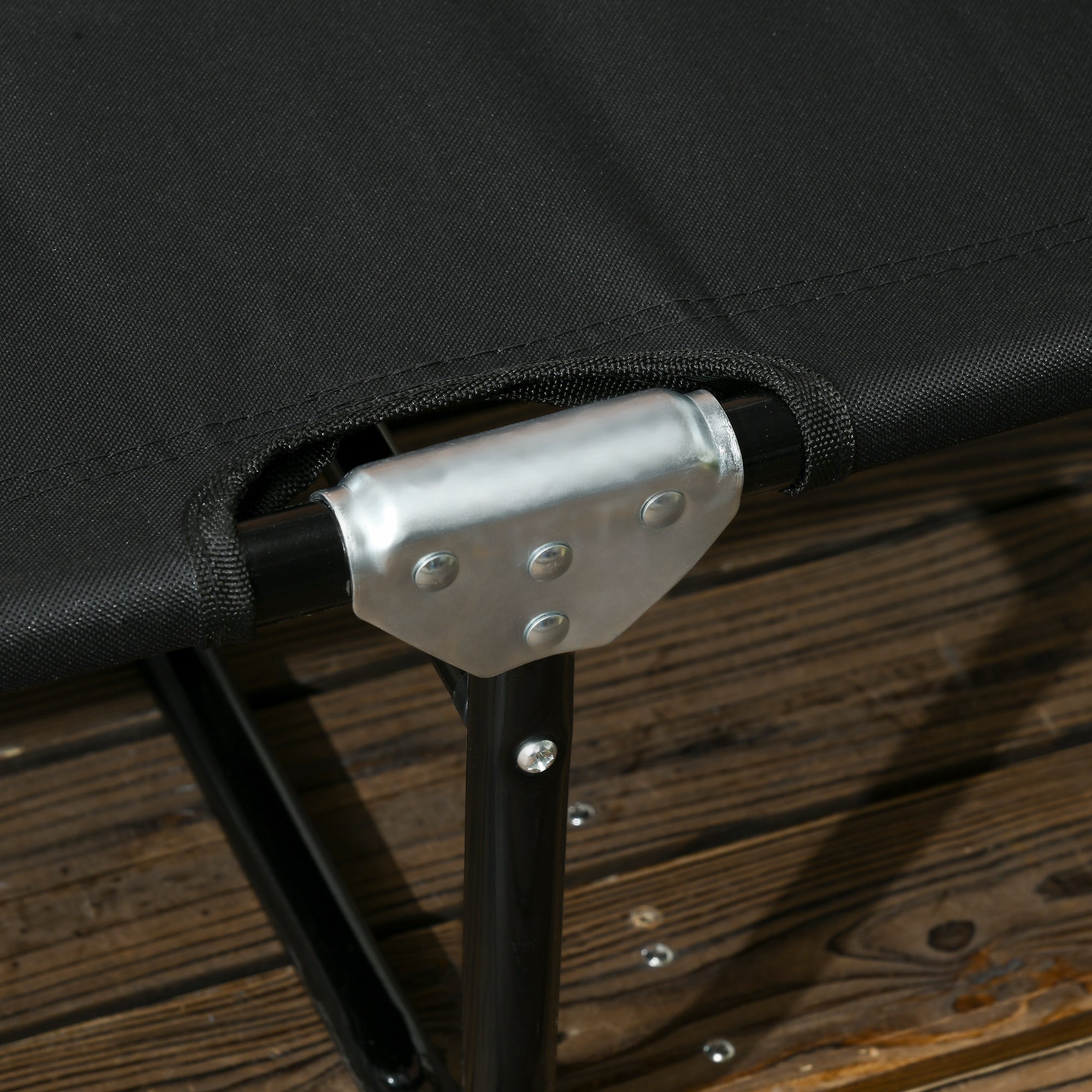 Outsunny Folding Outdoor Lounge Chair Set of 2, Steel Poolside Sun Tanning Chairs with 5 Level Reclining Back and Breathable Mesh for Beach, Yard, Patio, Black