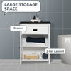 kleankin Bathroom Floor Cabinet with Drawer, Freestanding Storage Organizer with Double Doors, Adjustable Shelf for Living Room, White