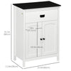 kleankin Bathroom Floor Cabinet with Drawer, Freestanding Storage Organizer with Double Doors, Adjustable Shelf for Living Room, White