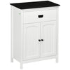 kleankin Bathroom Floor Cabinet with Drawer, Freestanding Storage Organizer with Double Doors, Adjustable Shelf for Living Room, White