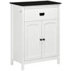 kleankin Bathroom Floor Cabinet with Drawer, Freestanding Storage Organizer with Double Doors, Adjustable Shelf for Living Room, White