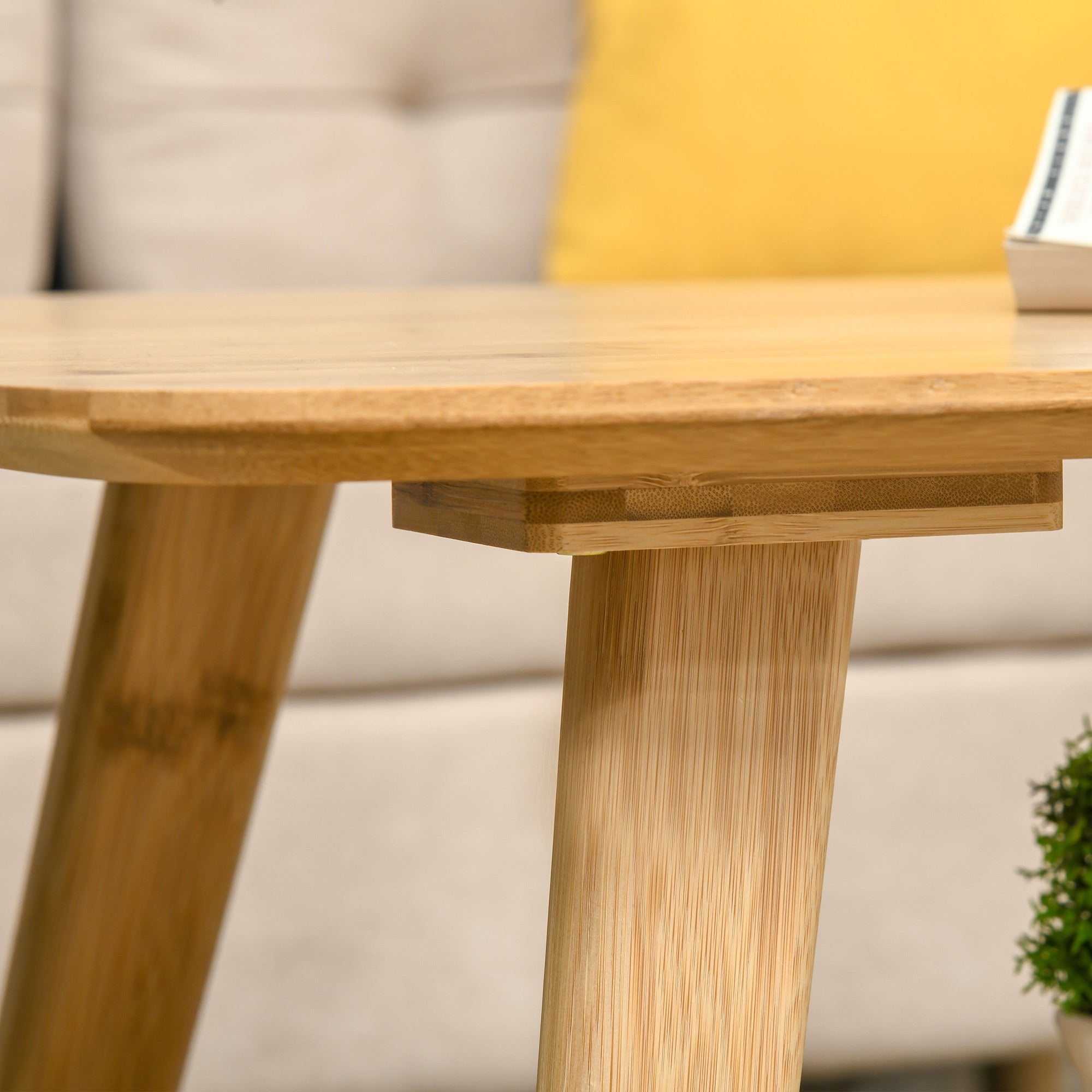 HOMCOM 2 Tier Coffee Table, Bamboo Center Table with Storage Shelf, Rectangle Cocktail Table for Living Room