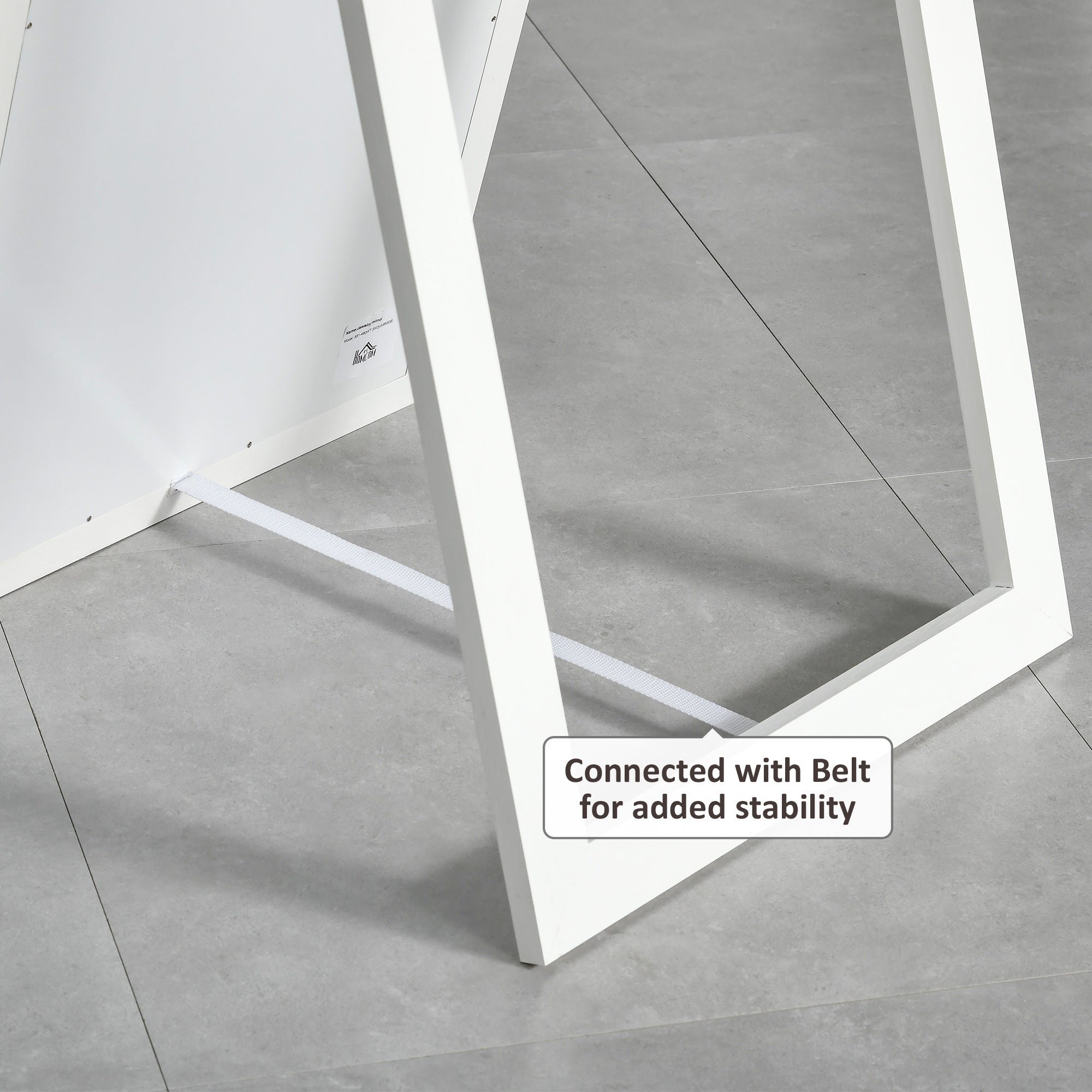 HOMCOM 58" x 20" Full Length Mirror, Floor Standing Mirror, Rectangular Full Body Mirror for Bedroom, Living Room, White