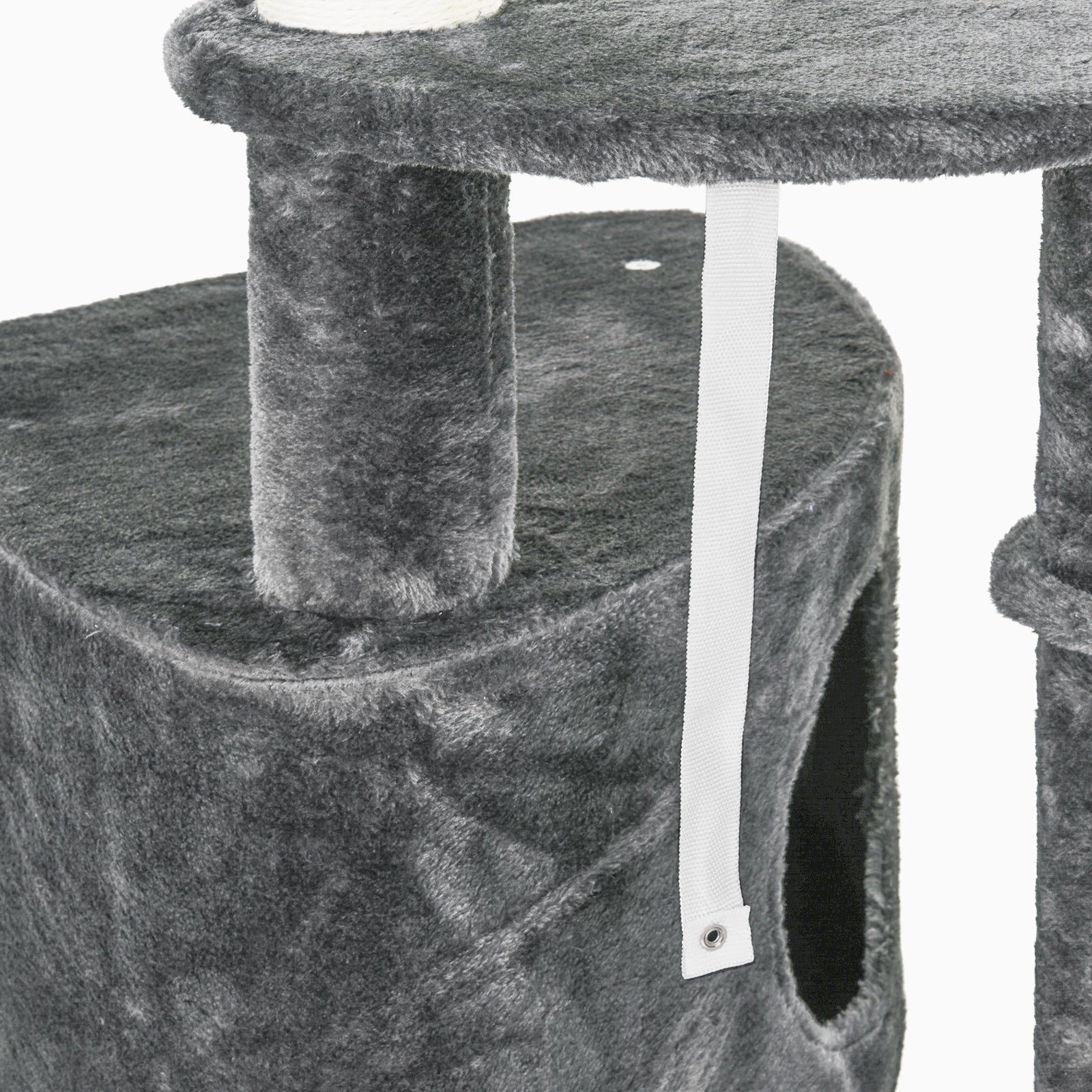 PawHut Floor-To-Ceiling Cat Tree Cat Climbing Tree Adjustable Height Vertical Cat Furniture with Carpeted Platforms, Condo, Sisal Rope Scratching Areas (86.5"-104.25") Dark Grey