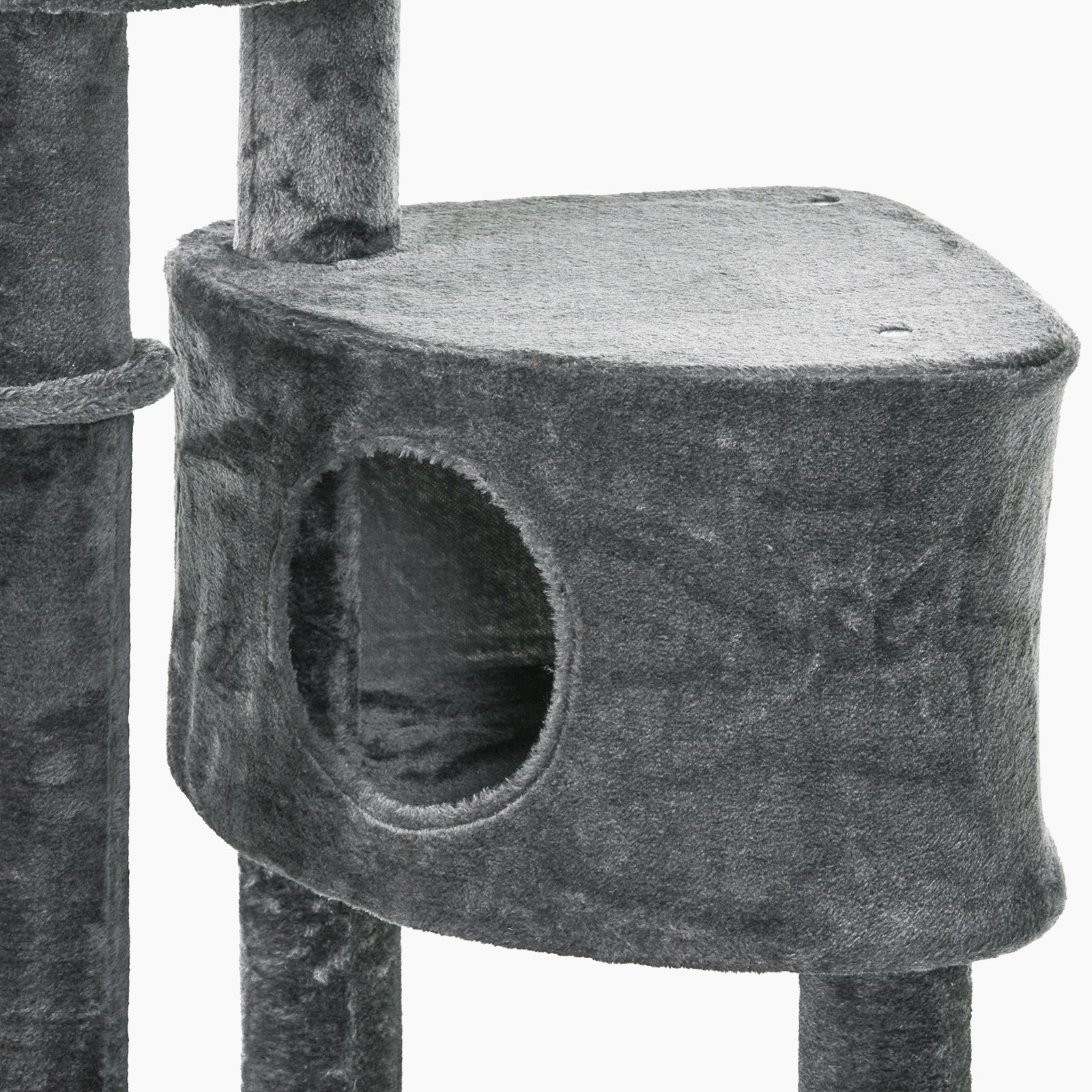 PawHut Floor-To-Ceiling Cat Tree Cat Climbing Tree Adjustable Height Vertical Cat Furniture with Carpeted Platforms, Condo, Sisal Rope Scratching Areas (86.5"-104.25") Dark Grey