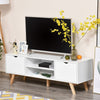 HOMCOM Modern Wooden TV Stand with 2 Storage Cabinet Stand for TV's up to 65" for Living Room Bedroom Office, Storage Entertainment Center, White