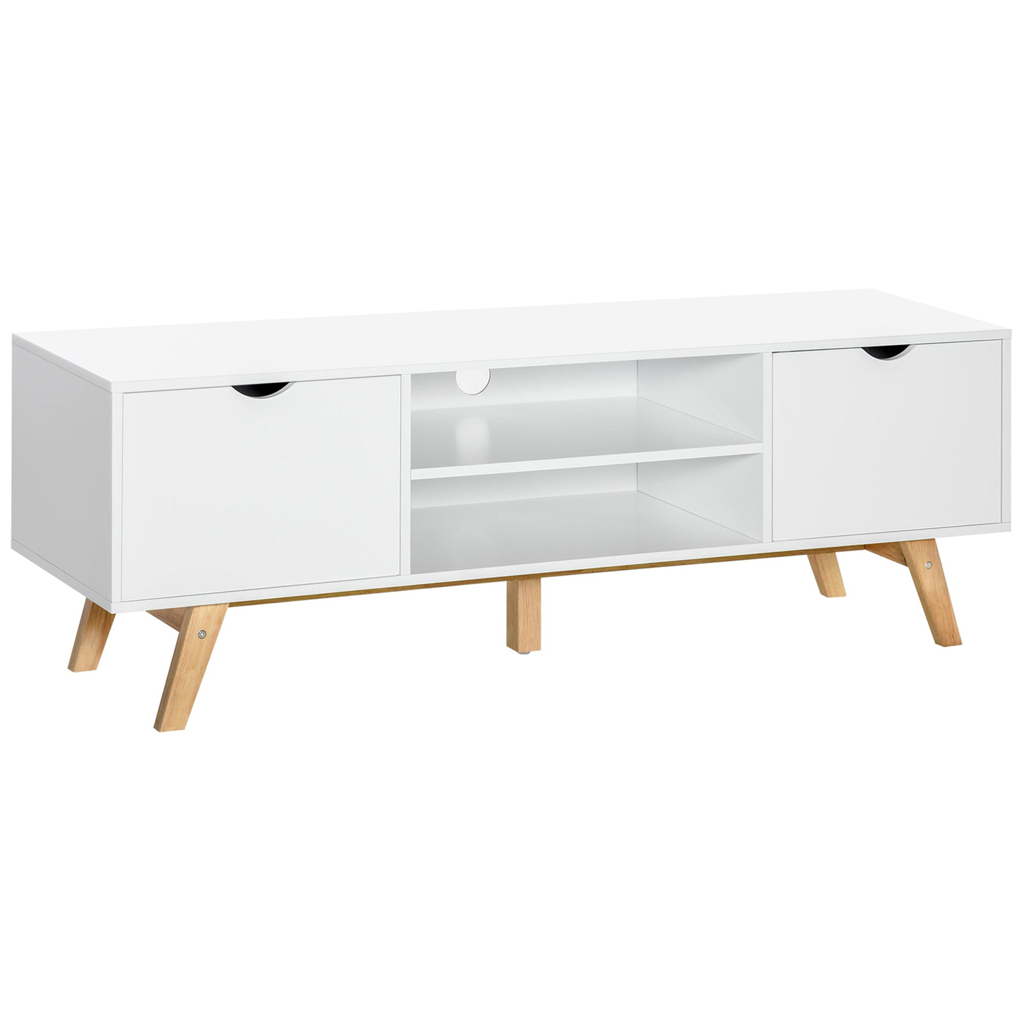 HOMCOM Modern Wooden TV Stand with 2 Storage Cabinet Stand for TV's up to 65