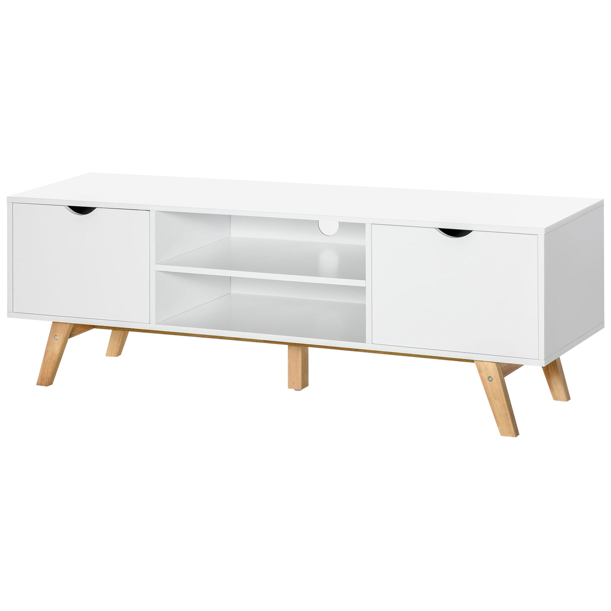 HOMCOM Modern Wooden TV Stand with 2 Storage Cabinet Stand for TV's up to 65