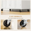 HOMCOM Kitchen Island on Wheels with Storage, Rolling Cart with Rubber wood Top, Spice Rack, Towel Rack and Drawers, Cream White