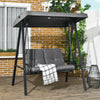 Outsunny 2 Seater Covered Outdoor Swing Chair Porch Swing Bench Lounger Hammock with Removable Cushion Tilt Canopy, Dark Grey