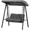 Outsunny 2 Seater Covered Outdoor Swing Chair Porch Swing Bench Lounger Hammock with Removable Cushion Tilt Canopy, Dark Grey