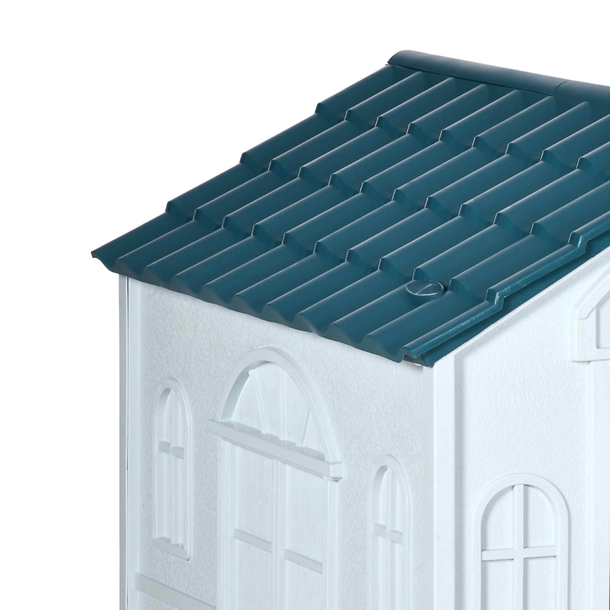 PawHut Plastic Dog House, Water Resistant Puppy Shelter Indoor Outdoor with Door, Easy to Assemble, for Large Dogs, Blue