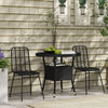 Outsunny Φ31.5" Outdoor Wicker Dining Table, PE Rattan Patio Furniture with 2-Tier Storage Shelf, Metal Frame Round Garden Table with Glass Top Table, Black