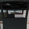 Outsunny Φ31.5" Outdoor Wicker Dining Table, PE Rattan Patio Furniture with 2-Tier Storage Shelf, Metal Frame Round Garden Table with Glass Top Table, Black
