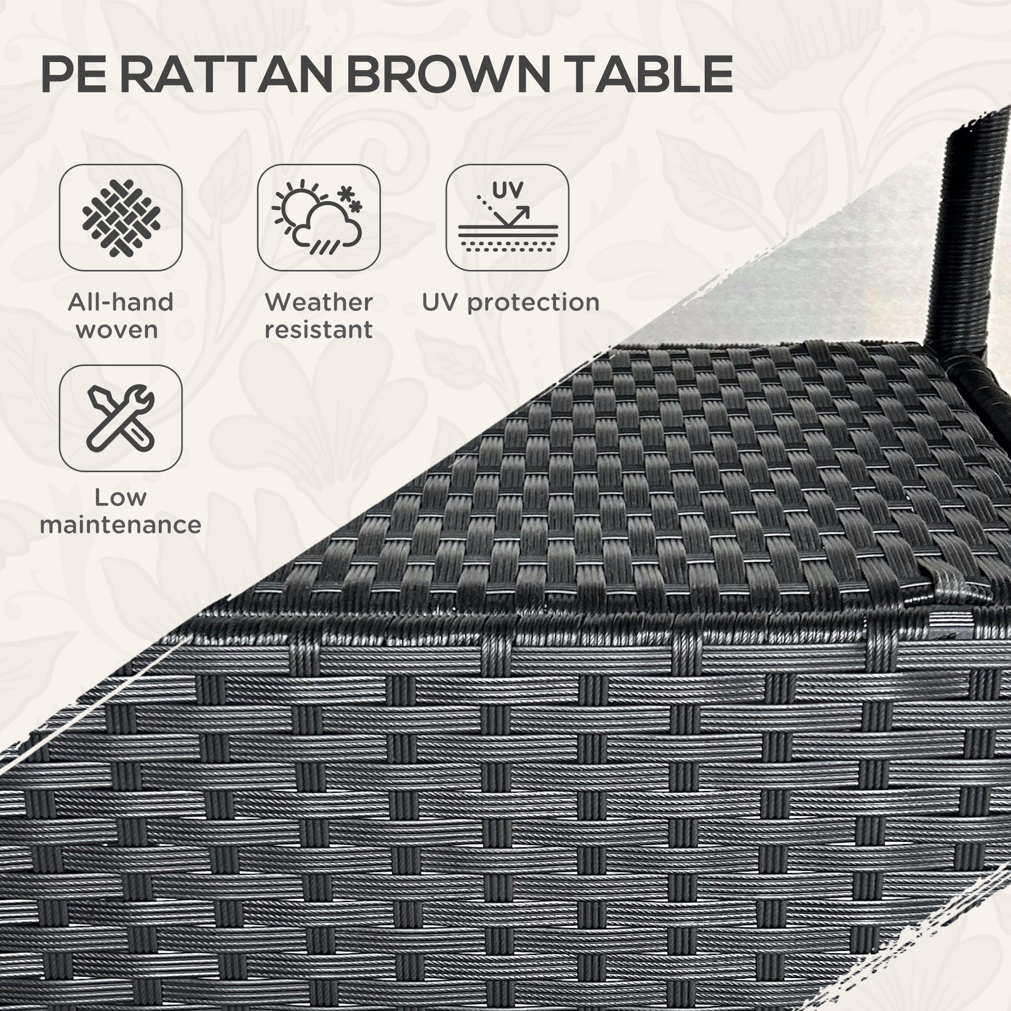 Outsunny Φ31.5" Outdoor Wicker Dining Table, PE Rattan Patio Furniture with 2-Tier Storage Shelf, Metal Frame Round Garden Table with Glass Top Table, Black