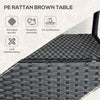 Outsunny Φ31.5" Outdoor Wicker Dining Table, PE Rattan Patio Furniture with 2-Tier Storage Shelf, Metal Frame Round Garden Table with Glass Top Table, Black