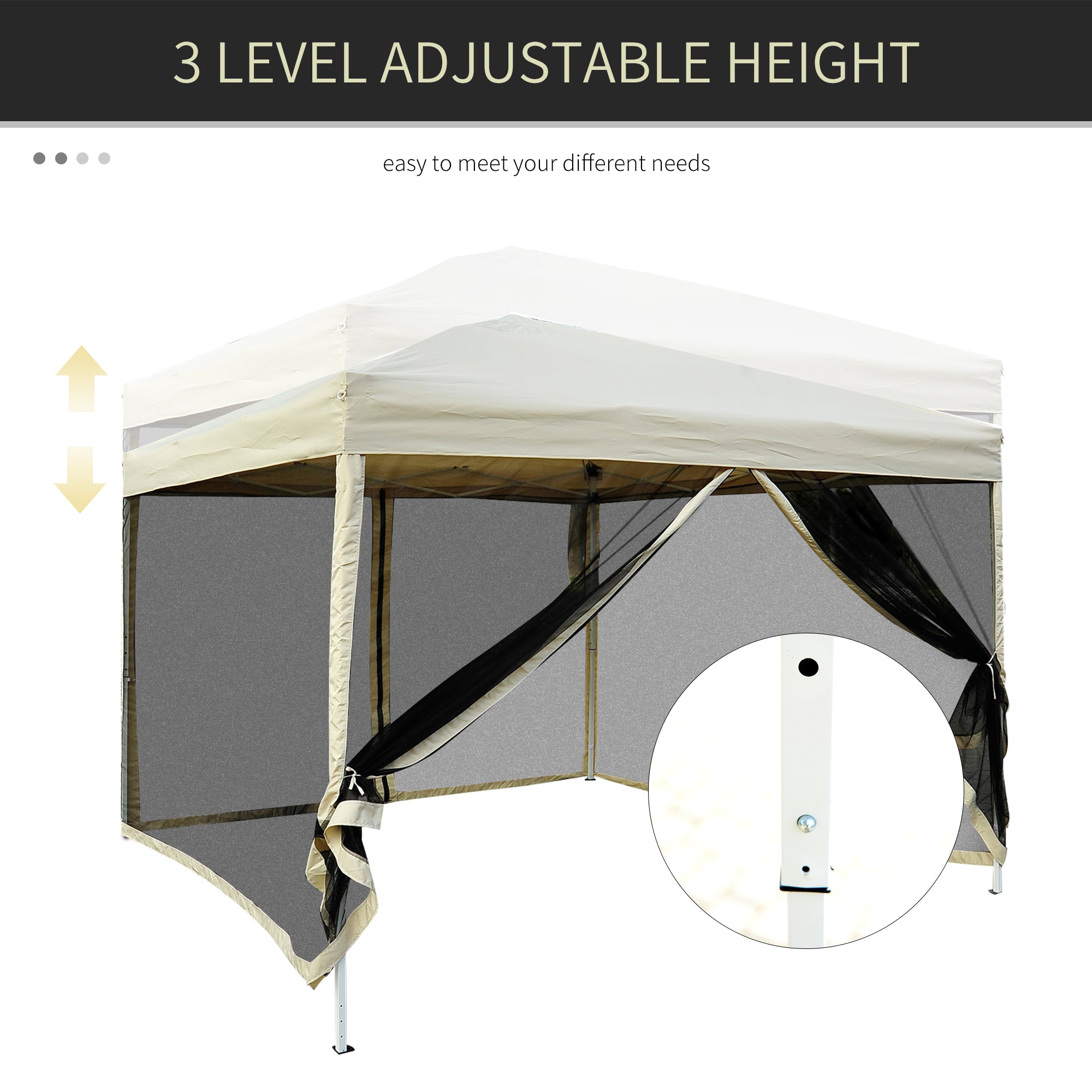 Outsunny 10' x 10' Pop Up Canopy Tent, Instant Party Tent with Breathable Mesh Sidewalls, Easy Height Adjustable, Carrying Bag for Backyard Garden Patio Camping