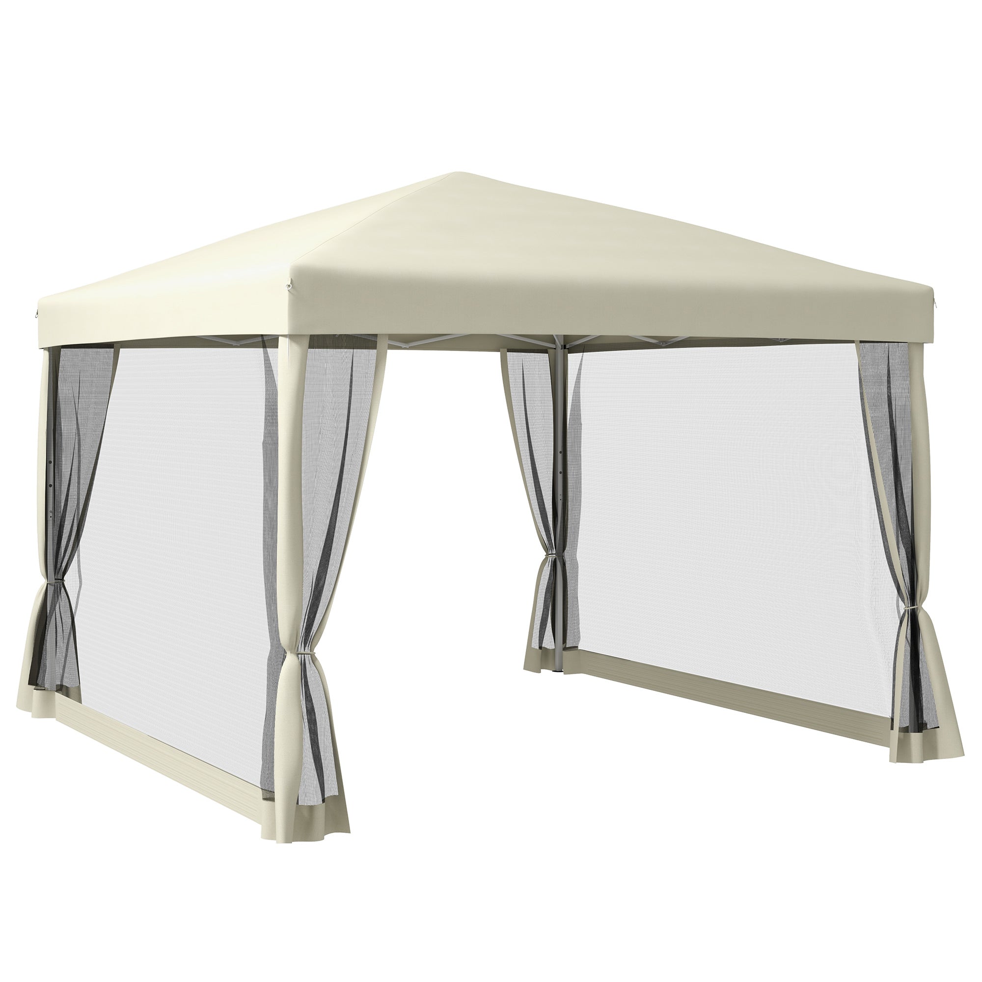 Outsunny 10' x 10' Pop Up Canopy Tent, Instant Party Tent with Breathable Mesh Sidewalls, Easy Height Adjustable, Carrying Bag for Backyard Garden Patio Camping