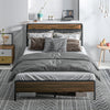 HOMCOM Full Bed Frame with Storage, Platform Bed Frame with Charging Station, Upholstered Headboard, Steel Slats, Noise Free and Easy Assembly, No Box Spring Needed, Walnut