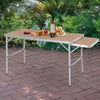 Outsunny 4ft Picnic Table with Slide Shelf Outdoor Portable Aluminum Folding Table 2 Adjustable Height Light-weight Camping BBQ Party Dining Table w/ Carrying Handle