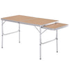 Outsunny 4ft Picnic Table with Slide Shelf Outdoor Portable Aluminum Folding Table 2 Adjustable Height Light-weight Camping BBQ Party Dining Table w/ Carrying Handle