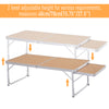 Outsunny 4ft Picnic Table with Slide Shelf Outdoor Portable Aluminum Folding Table 2 Adjustable Height Light-weight Camping BBQ Party Dining Table w/ Carrying Handle
