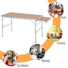 Outsunny 4ft Picnic Table with Slide Shelf Outdoor Portable Aluminum Folding Table 2 Adjustable Height Light-weight Camping BBQ Party Dining Table w/ Carrying Handle